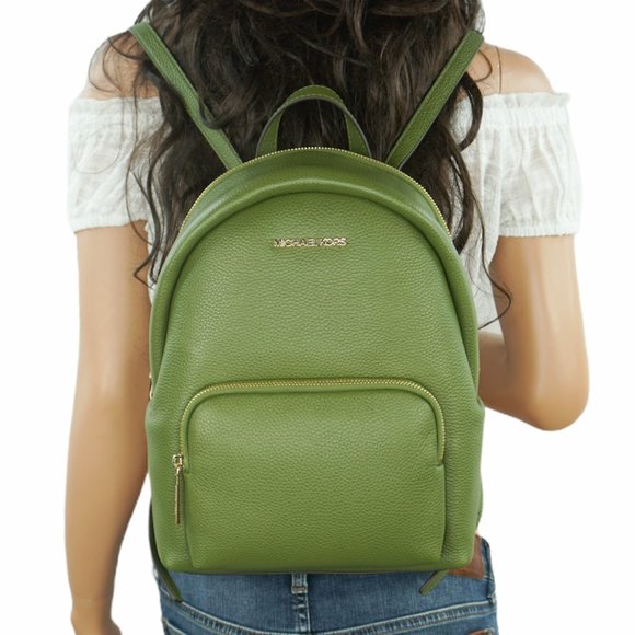 Michael Kors Erin Medium Backpack Pebbled Leather Evergreen - Picture 1 of 12